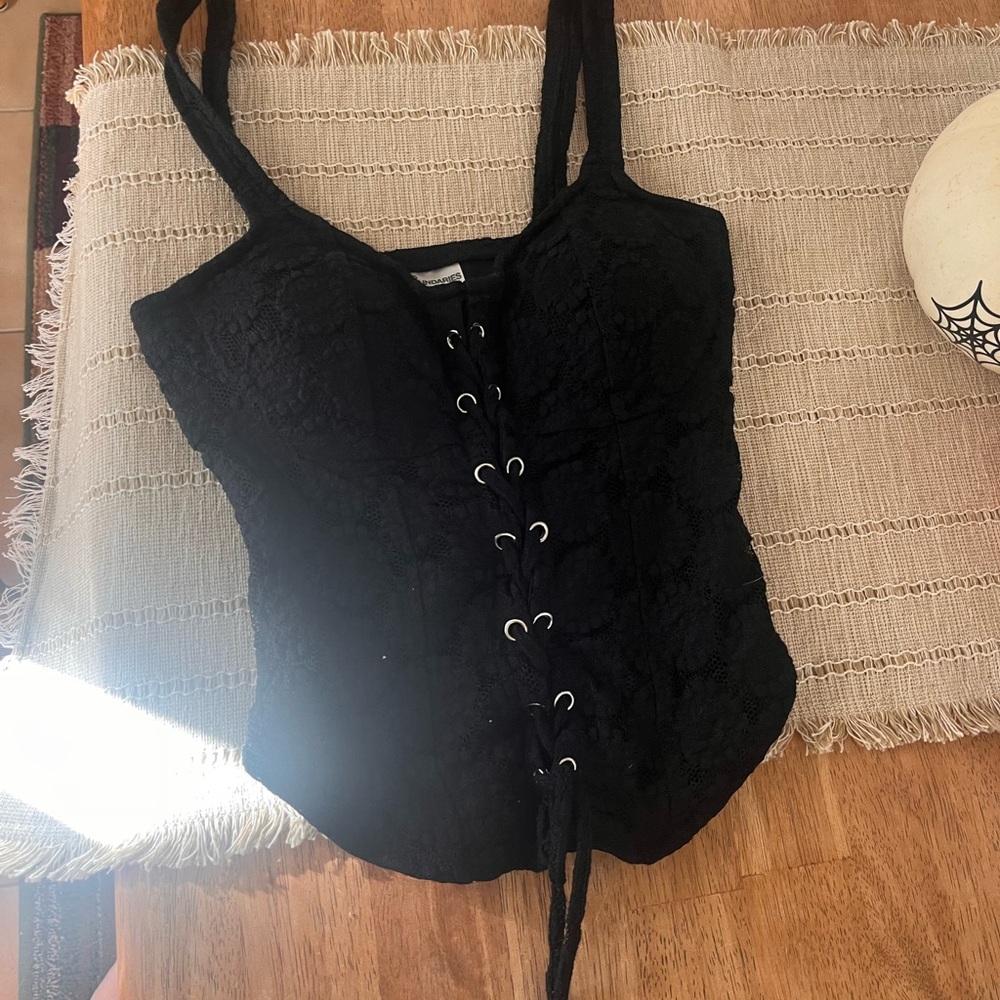 No Boundaries Black Lace-Up Crop Top